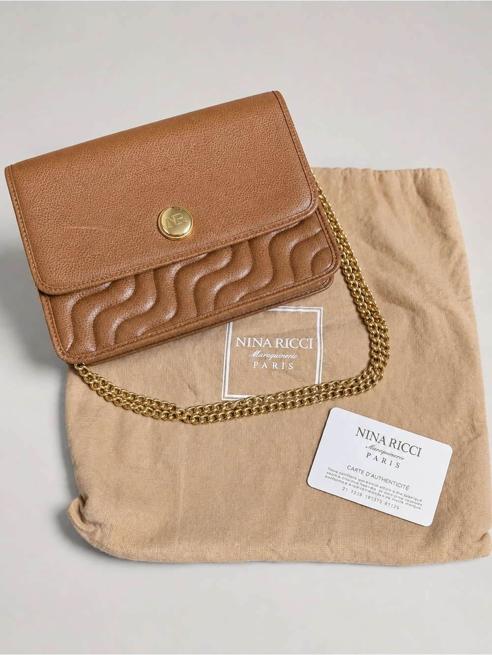Nina Ricci Paris Leather Chain Shoulder Bag w/ Dust Bag & COA